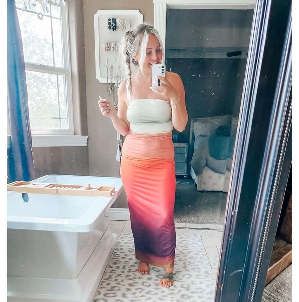 Gradient Strapless Maxi Dress